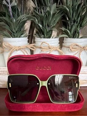 Gucci Green Frame Sunglasses with Dark Lenses